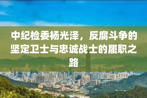 中紀檢委楊光澤，反腐斗爭的堅定衛士與忠誠戰士的履職之路