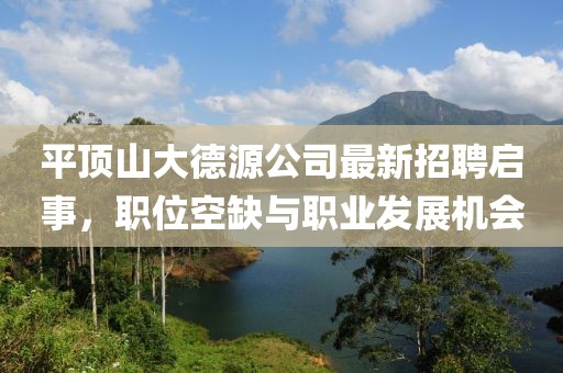 平頂山大德源公司最新招聘啟事，職位空缺與職業發展機會